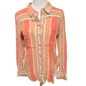 Maeve Anthropology Calipatria Metallic Striped Button-Down Shirt